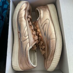 Tretorn rose gold canvas sneakers